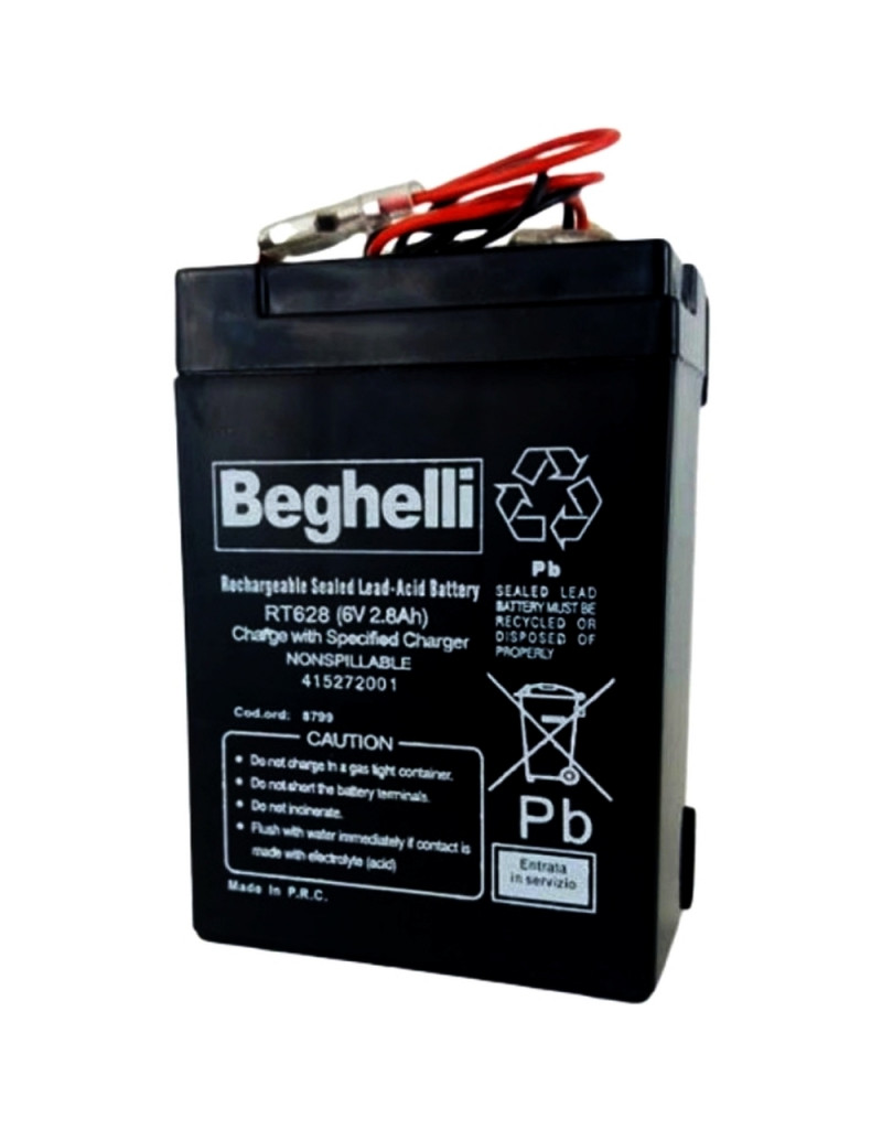 BATTERIA RICARICABILE PER LAMPADA DI EMERGENZA BEGHELLI 6V 2,8A test2